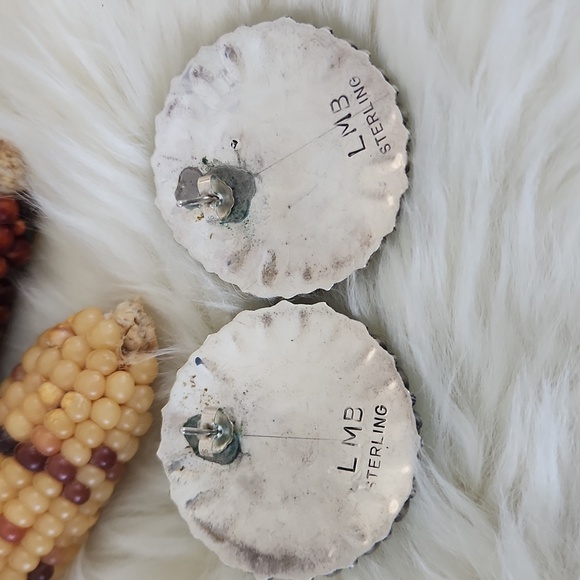 Stunning Vintage Native American Navajo Turquoise Flower Cluster Earrings 🩵🎁 - Picture 5 of 15